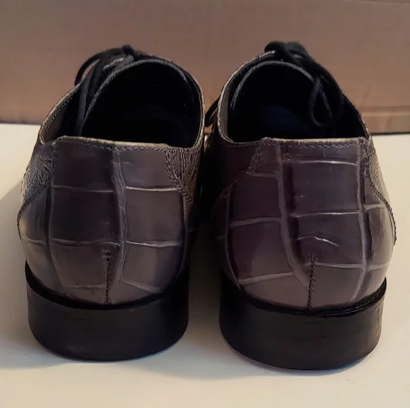Men's croc embossed leather gray dress shoes by Stacy Adams - Picture 10 of 15